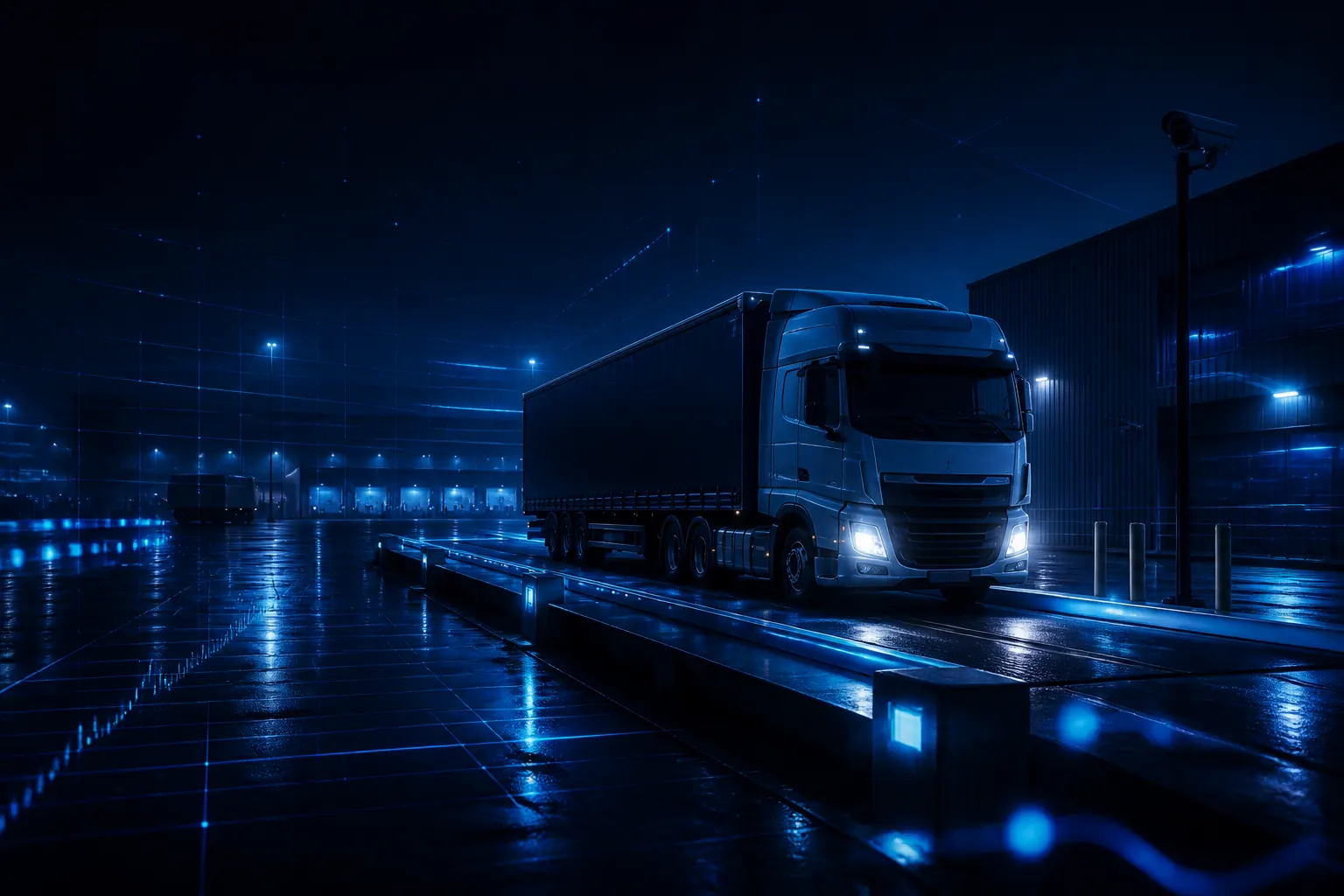 Bãi logistics ban đêm — nền tảng vận hành số Vận Hành Số